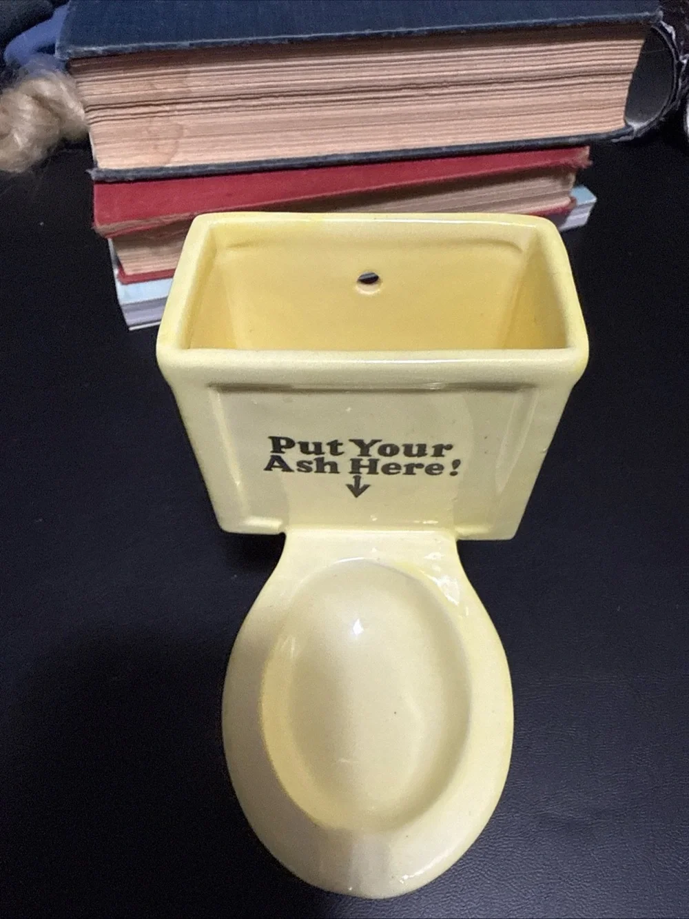 Vintage Yellow Ceramic Toilet Ashtray - Novelty Home Bath Accent